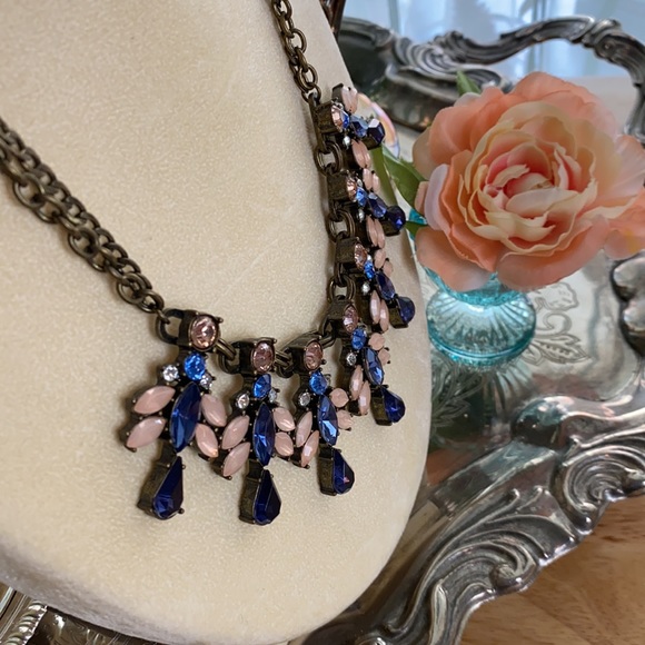 Embellished Statement Necklace with Faux Gems - Picture 3 of 5